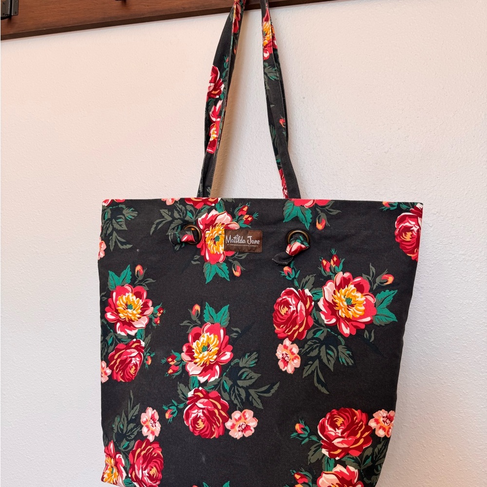 Matilda Jane Floral Black Tote Bag